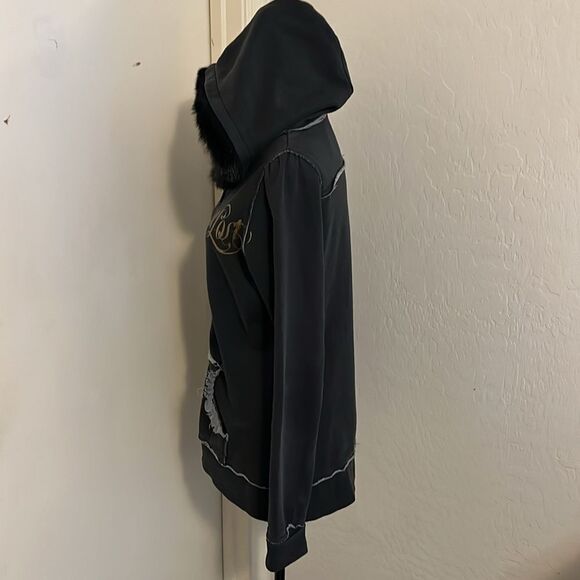 Lost Skate Faux Fur Zipper Closure Pockets Hoodie Sweatshirt Casual - Picture 2 of 11